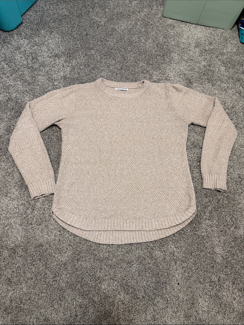 Pink Clover Neutral Beige Crewneck Sweater